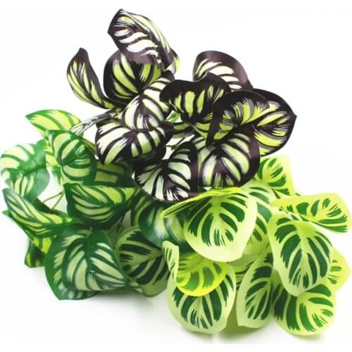 Home Garden Countryside Artificial Fake Plant Round zebra Leaf Flower Plant