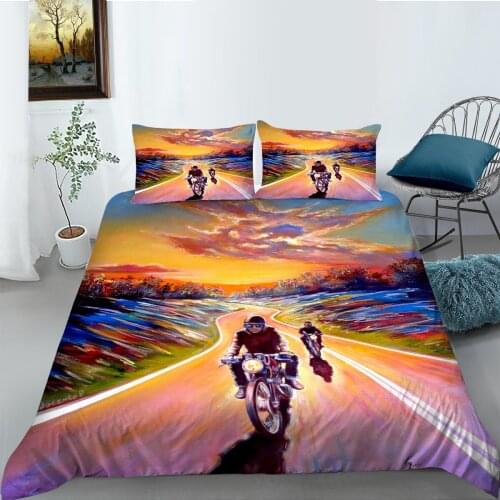 Queen Size Bedding Set 3D Digital Printed Duvet Cover Set Motorcycle Boys Man Home Decor Bed Set King Full Double Single