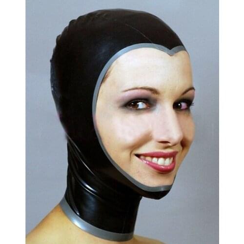 Latex Hood Open Face for Catsuit Back Zipper Handmade Rubber Mask Club Wear adult toys sexual toy adult