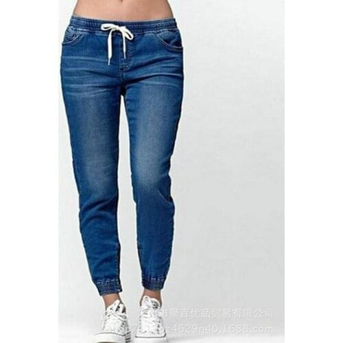 Casual Jogger Pants 2021Elastic Sexy Skinny Pencil Jeans For Women Leggings Jeans High Waist Womens Denim Drawstring Pants