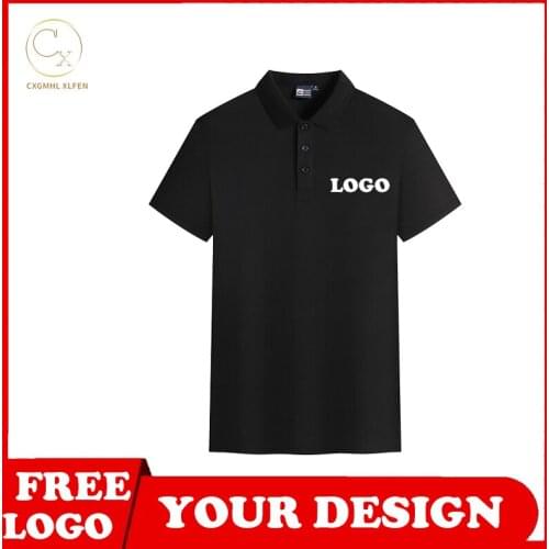 Summer new men and women can wear 10-color POLO shirts custom LOGO solid color lapel short-sleeved shirts printed brand text