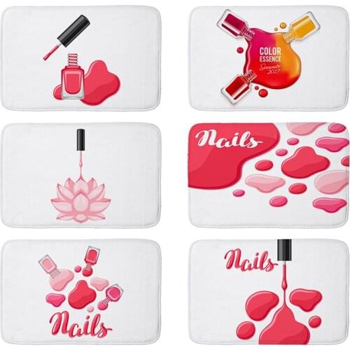Nail Polish Theme Printing Bedroom Room Bathroom Doormat Kitchen Carpets Non-slip Colorful Flower Floor Mat mat836
