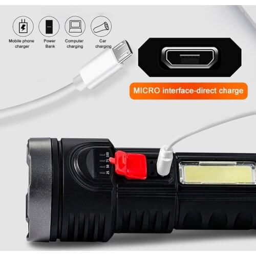 Multi-function LED Flashlight USB Long-range Light Portable Hiking Camping Tent Lights Emergency Flashlight Outdoor Torch Light