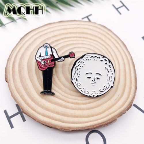 Cartoon fun body separation musician head performer enamel brooch alloy badge clothes bag pin cute jewelry gift for friends