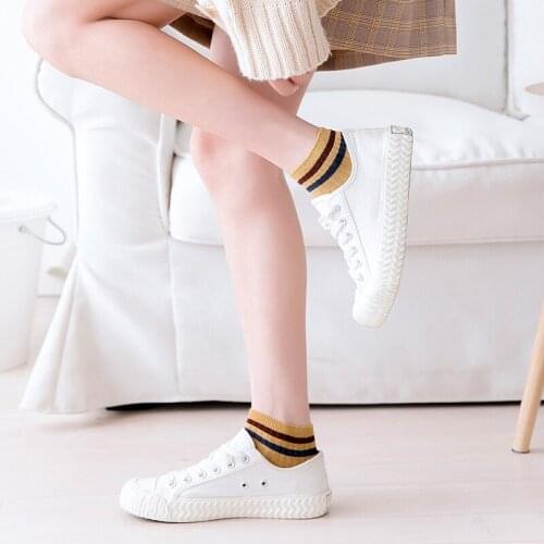 Not spliced Spring summer striped low-top invisible female socks Deodorant, Sweat-absorbing, Bamboo fiber student socks