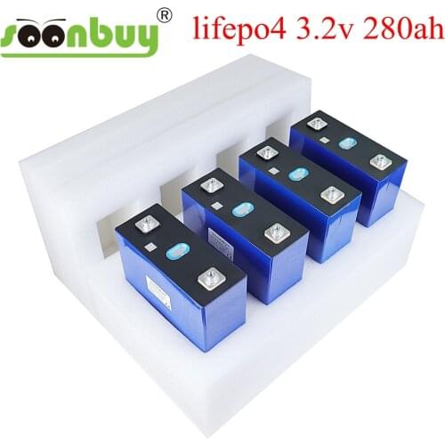 New 4pcs 3.2v 280ah lifepo4 rechargeable battery lithium iron phosphate solar cell 12v 24v 280ah grade a lifepo4 tax free batter