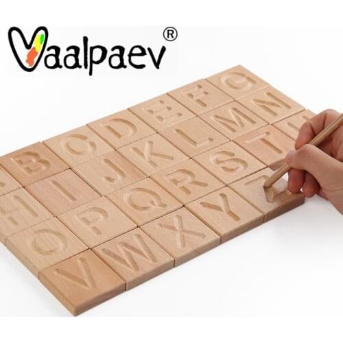 Groove Wooden Alphabet ABC Words Cards Tracing Board Montessori Learning Writing Pen Books Educationa Puzzles Toys for Kids Boy