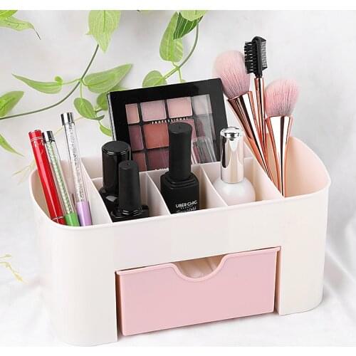 Plastic Makeup Organizer Box Jewelry Cosmetic Storage Box with Drawer Lipstick Holder Desktop Sundry Storage Box home organizer