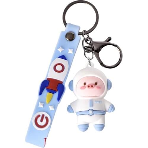 PVC Keychain Kawaii Gift Anime Cartoon Keyring Silica gel Keybuckle Astronaut Fashion Bag Pendant Pig Key chain Women Cut Cute