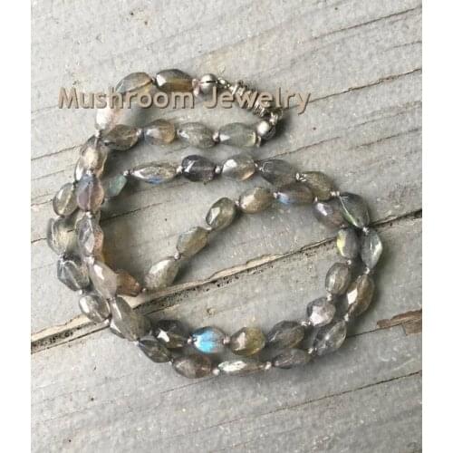 Romantic African opalS Jaspers amazonite beadsHand Knot Beads Necklace Boho Glam Shabby Red Sari Silk Tassel Necklace