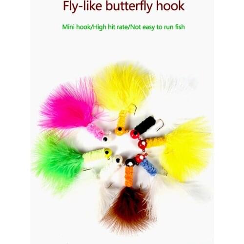 RQNQ 2021 New 7pcs Metal Jig Head Barbed Hook Swim Jig Fishing Lure Feather Jighead Pike Trout Bass Fishing Jigs Fishing Tackle