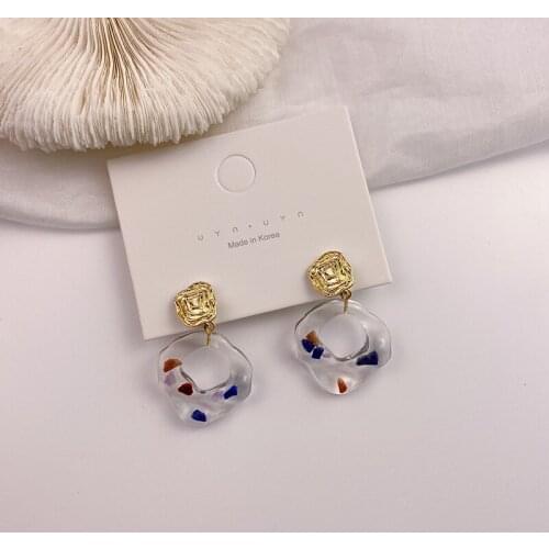 Irregular Transparent Color Acrylic Earring European And American Style Personality Fashion Retro Geometric Stud Earrings