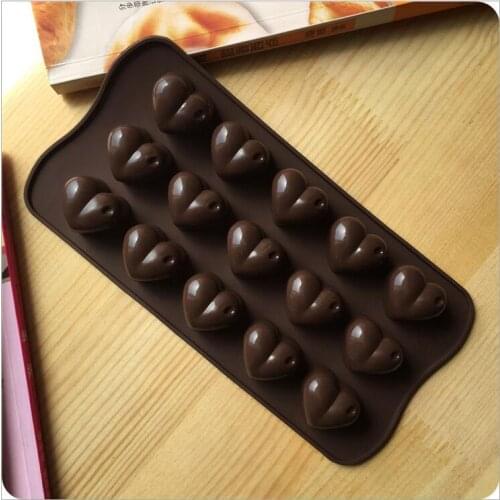 15 Holes Silicone Chocolate Mold DIY Heart-shaped Fondant Cake Mold Ice Cube Tray Kitchen Baking Cake Decorating Tools 500pcs