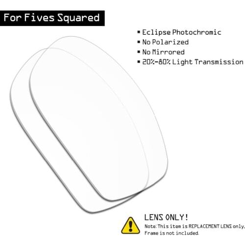 SmartVLT Sunglasses Replacement Lenses for Oakley Fives Squared - Eclipse Grey Photochromic