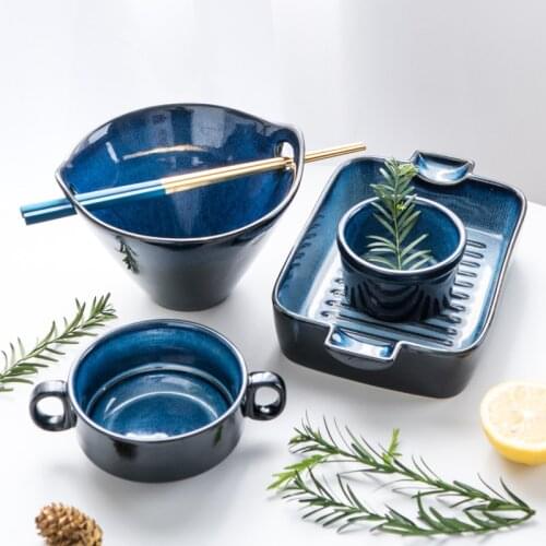 Cheese Baked Rice Plate Nice Plate Microwave Oven Baking Tray Creative Household Ceramic Japanese Ramen Bowl Rain-Hat Shaped Bow