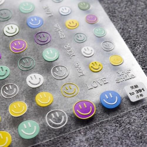 Three-Dimensional Sun Flower Face Nail Sticker Japanese Stickers 5d Nail Decals Color Love Smile Nail Art Decoration Stickers