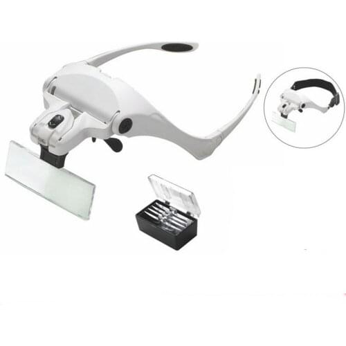 New Eyelash Magnifying Glass Headband Magnifier Loupe Planting Eyelashes Tattoo Eyewear with Led Lights Lupas Embroidery