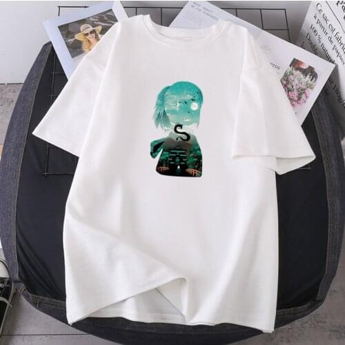 Japan Spirited Away Anime Woman T-shirts Short Sleeve O-neck Female Tees Summer Hip Hop Tops Fashion K-pop 2021 Ladies Clothing