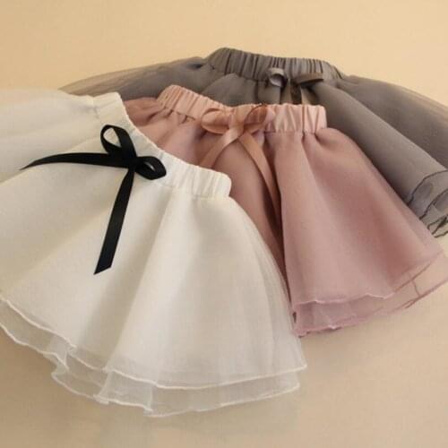 Children Skirts Solid Color Baby Toddler Clothes Girl Bow Mesh Tutus Kids Party Ballet Dance Tutu Skirts Girls Princess Skirt