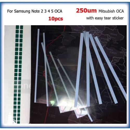 10pcs 250um OCA Clear Optical Adhesive for Samsung galaxy Note 2 3 4 5 LCD Touch Glass Lens Film OCA Glue