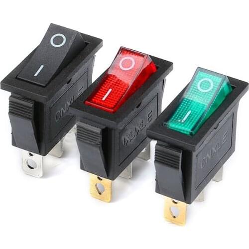 10pcs/lot KCD3 Rocker Switch 2/3 Position Red Light Green Light 3 PIN 15A/250V 20A/125V ON/OFF ON-OFF-ON Power Switch 31*13.5mm