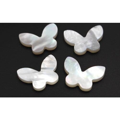 10pcs Undrilled MOP White Shell Double Sides Flat Butterfly Cabochon CABs 12x16mm 10x14mm White Red Black Green Flat Back Stone