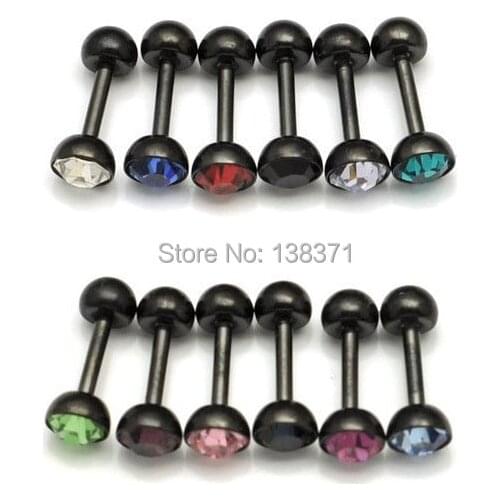 4.5mm width Black titanium steel Austrian crystal unisex Men Screw stud earrings 12 colors for choose