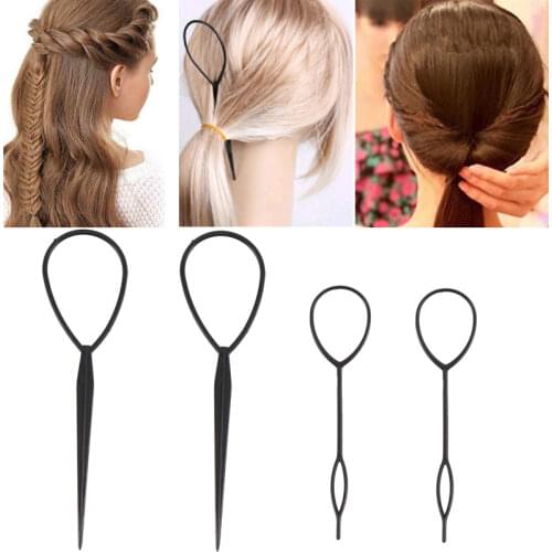 4pcs/set Black Ponytail Creator Plastic Loop Hair Styling Tools Fashion Tail Clip Hair Braid Maker Hairdressing Tool for Women