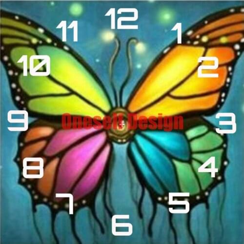 Diy diamond painting cross stitch clock butterfly diamond embroidery full diamond mosaic sale decoration home diy frame