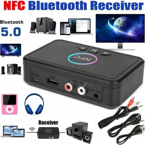 Wireless Bluetooth 5.0 Receiver Audio Transmitter With NFC 3.5mm Jack AUX 2 RCA Stereo Adapter Suitable For Speaker Headset Car