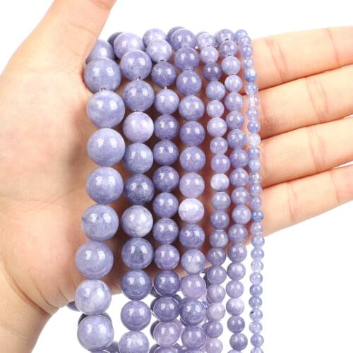 Natural Stone Beads Aquamarine Loose Beads for Jewelry Making Needlework DIY Bracelet Strand 4-12 MM