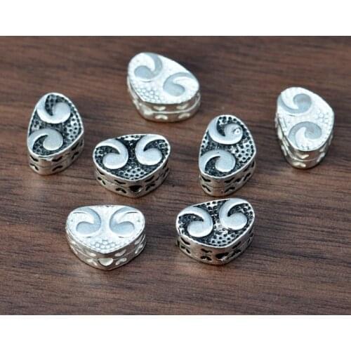 925 Silver Heart Shape Beads Real Sterling Silver Beads Pure Silver Jewelry Findings Bracelet Beads