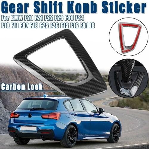 Gear Shift Knob Cover Stickers Carbon Look Car Cap Decor For BMW F20 F21 F22 F23 F30 F34 F10 F11 F07 F18 F25 F26 F15 F16 F01 I8