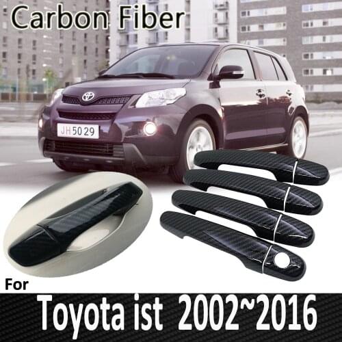 Black Carbon Fiber for Toyota ist Urban Cruiser XP60 XP110 2002~2016 2013 2014 2015 Door Handle Cover Sticker Car Accessories