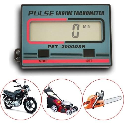 Digital Engine Tach Hour Meter Tachometer Gauge 2&4 Stroke Engine Spark Plugs Inductive Display for Motorcycle ATV Lawn Mower