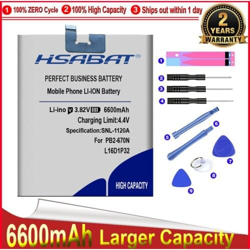 HSABAT 0 Cycle 6600mAh L16D1P32 Battery for Lenovo Phab 2 Phab 2 PB2-650 PB2-650M PB2-670N PB2-670M PB2-670Y PB2 670N 670Y