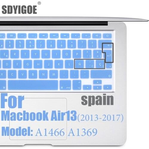 Spanish Laptop Keyboard Cover Silicone keyboard protective film For MacBook Air13 A1466A1369A1502A1398 pro13 skins keyboard case