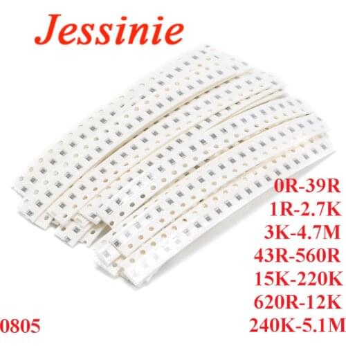 0805 SMD Resistor Kit Resistance Assorted Kit 5% 1% Sample Bag DIY Electronic Component 1R-2.7K 3K-4.7M 0R-39R 15K-220K 240K-5.1