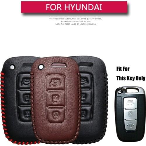 Leather Car Key Case Cover For Hyundai Tucson Accent Solaris Creta Elantra Santa fe Car Key Holder Key Parts Skin Protect Shell