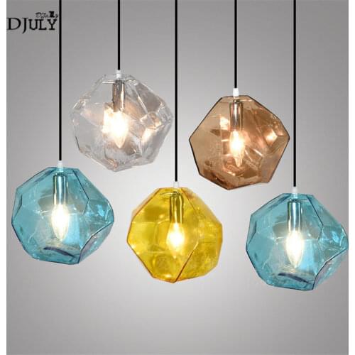 Nordic creative Irregular ice crystal glass led pendant lights for Clothing store dining room bar modern villa hanging lamp