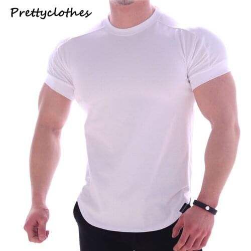 Fashion Tights Mens Sports T-Shirt Quick-Drying Clothes Summer Running Round Neck Basketball Training Stretch Short Sleeves Men