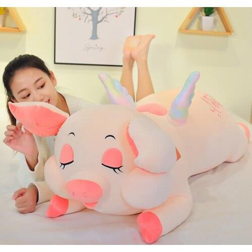 Cartoon Angel Pig Plush Toys Stuffed Kawaii Cute Pink Pig Pillow for Girls Kids Appease Pillow Lovely Birthday Gifts