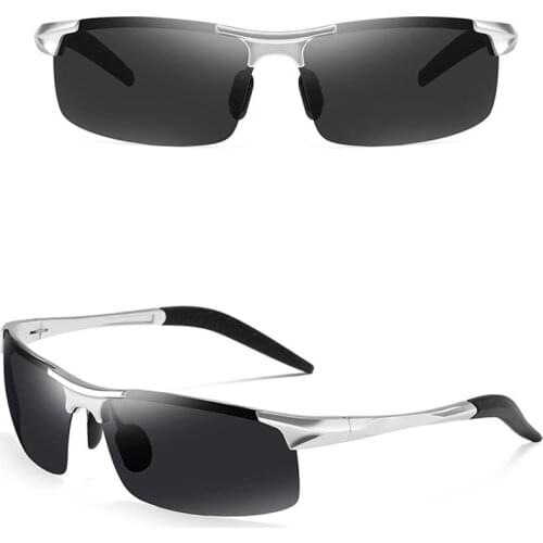 New Classic Alloy Half Rim Polarized Sunglasses Men‘s Outdoor Driving Night Vision Goggles Leisure Fishing Sports Eyewears 8177