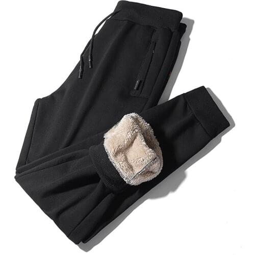 Mens Winter Warm Fleece Pants Harem Pants Large Size Cotton Pants Casual Sports Pants Jogger Mens Pencil Solid Color Wild