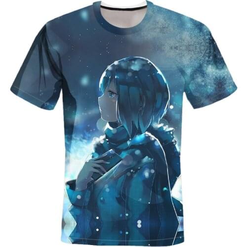 2021 European and American summer new style 3D printing Demon Slayers Blade street anime super nice short sleeve mens casual