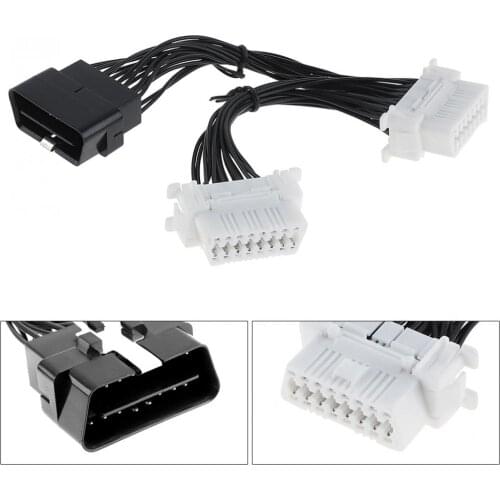 One Drag Two OBD-II Y Type 16 Pin Male to 2 16 Pin Female Diagnostic Adapter Car Lengthening Wire Harness for Elm327 Adaptors