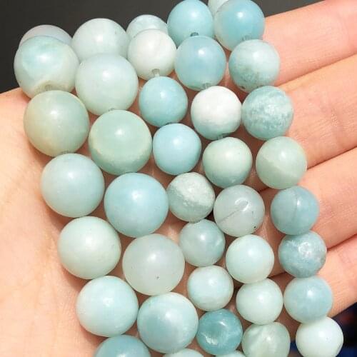 Wholesale Natural Stone A+ Amazonite Loose Round Beads For Jewelry Making DIY Bracelet Accessories 15'' 4mm 6mm 8mm 10mm 12mm