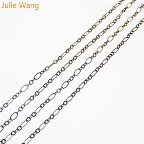 Julie Wang 1 Meter Antique Bronze Style Tone Zinc Alloy Necklace Chain 8*5mm Handmade Crafts DIY Jewelry Making Accessories