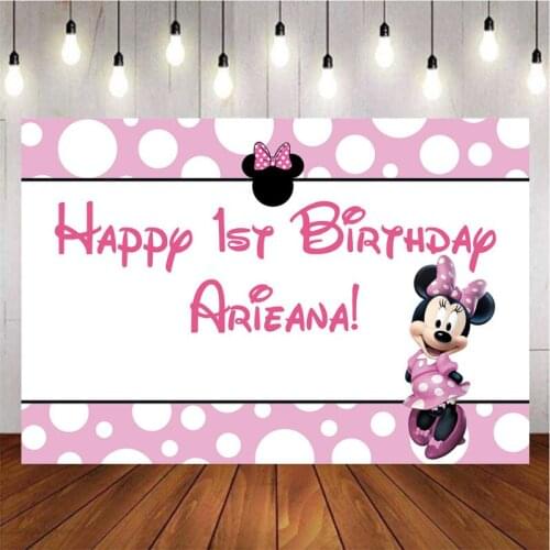 Customize Cartoon Dot Mouse Photography Background Backdrop Children Birthday Party Decoration Wallpaper Tapestry Photo Studio