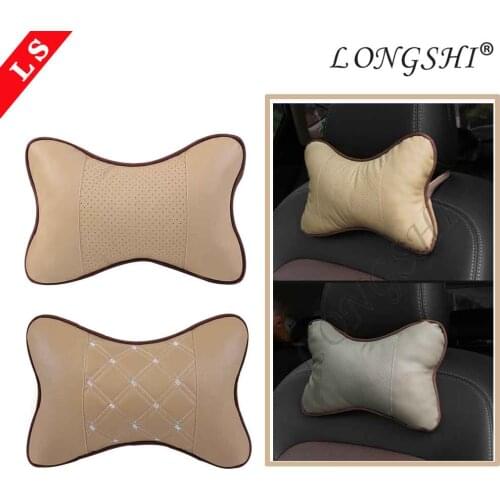 1pcs Auto Car Seat PU Neck Pillow Protection Safety Auto Headrest Support Rest Cushion Car Seats Accessories Pillow LONGSHI